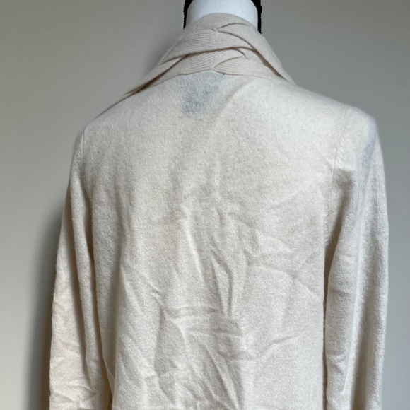 C by Bloomingdale's Braided Cashmere 100%  Cardigan White Cream XS - Picture 4 of 4